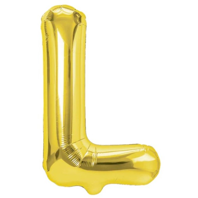 Balon Folie Metalizata Litera L, Umflare Heliu sau Aer, Decoratiuni Petrecere, Aluminiu, Include Pai Umflare, 40 cm, Auriu