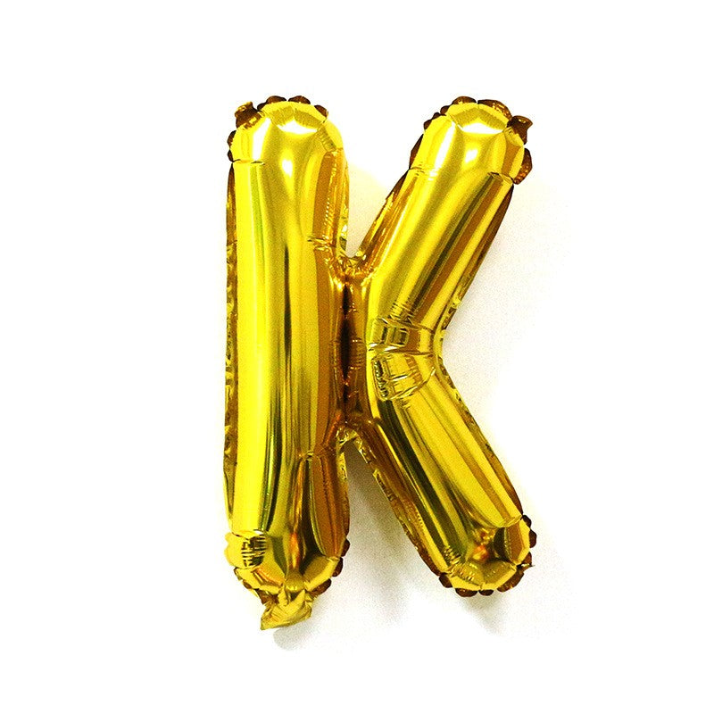 Balon Folie Metalizata Litera K, Umflare Heliu sau Aer, Decoratiuni Petrecere, Ambalaj Individual cu Pai Inclus, Aluminiu, 40 cm, Auriu