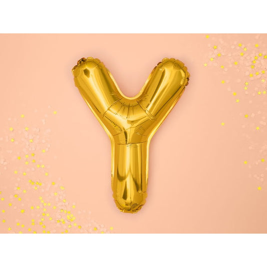Balon Folie Metalizata Litera Y, Umflare Aer sau Heliu, Decoratiuni Party, Aluminiu, 40 cm, Auriu