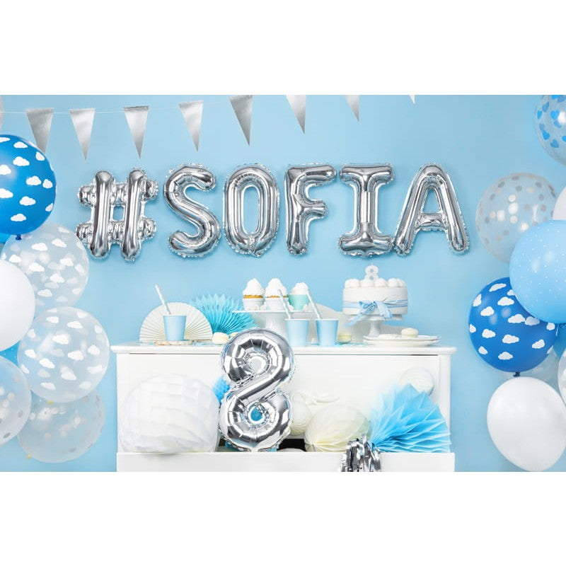 Balon Folie Metalizata Litera A, Umflare Heliu sau Aer, Include Pai pentru Umflat, Aluminiu, 40 cm, Argintiu
