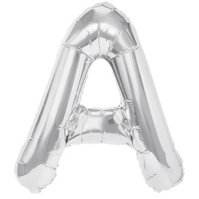 Balon Folie Metalizata Litera A, Umflare Heliu sau Aer, Include Pai pentru Umflat, Aluminiu, 40 cm, Argintiu