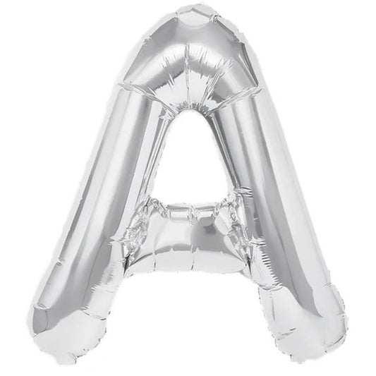 Balon Folie Metalizata Litera A, Umflare Heliu sau Aer, Include Pai pentru Umflat, Aluminiu, 40 cm, Argintiu