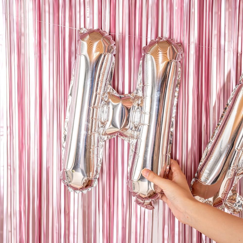 Balon Folie Metalizata Litera H, Decoratiune Petrecere Aniversara, Umflare Heliu sau Aer, Include Pai, Argintiu, 40 cm