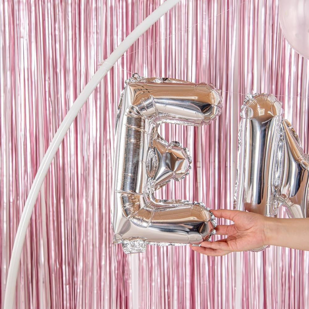 Balon Folie Metalizata Litera E, Umflare Heliu sau Aer, Include Pai de Umflare, Material Rezistent, Argintiu, 40 cm
