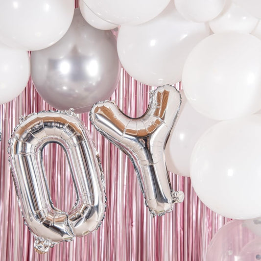 Balon Folie Metalizata Litera O, Decoratiuni Petrecere, Umflare Heliu sau Aer, Material Rezistent, Argintiu, 40 cm