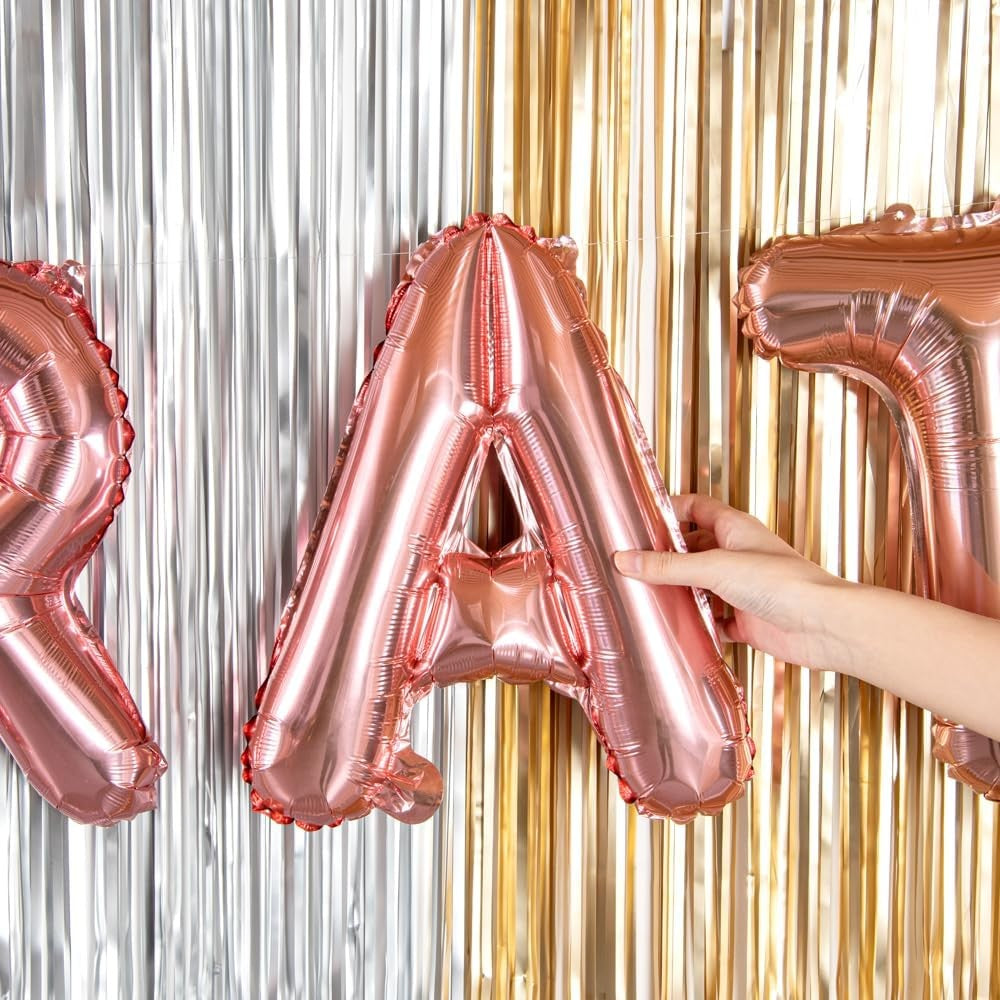 Balon Aniversar Litera A, Folie Metalizata Rezistenta, Umflare cu Heliu sau Aer, Include Pai, 40 cm, Rose Gold