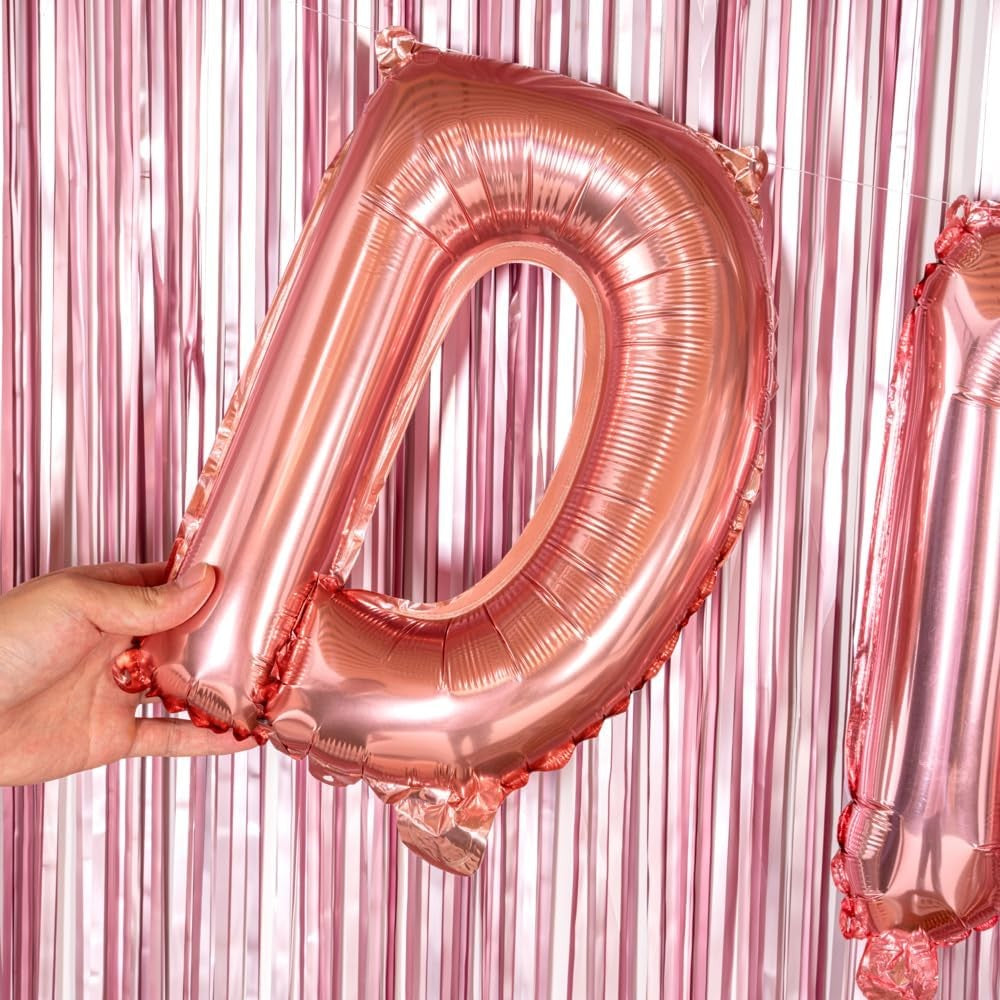 Balon Aniversar Litera D, Folie Metalizata, Compatibil Heliu sau Aer, Pai Inclus, Rose Gold, 40 cm