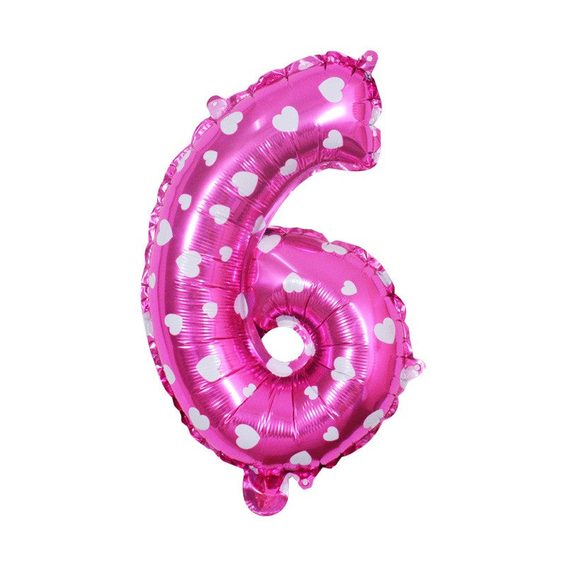 Balon Din Folie Metalizata In Forma De Cifra 6, Imprimeu Inimi, Figurina Aniversara Umflare Aer Sau Heliu, Include Pai, Roz, 80 cm