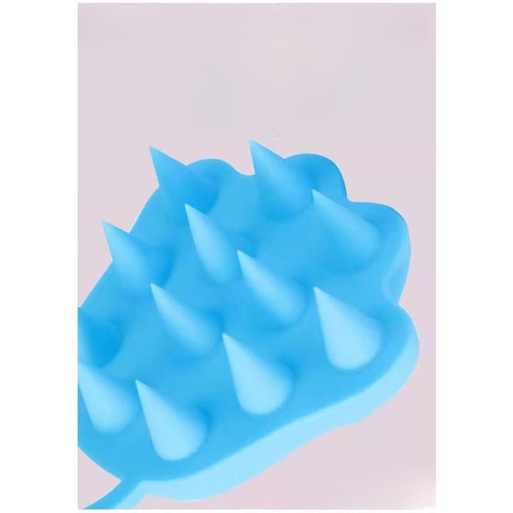 Perie pentru Masajul Scalpului și Aplicare Șampon, Stimularea Creșterii Părului și Exfoliere, Silicon și Plastic, Design Labuță de Pisică, 7x8 cm, Albastru