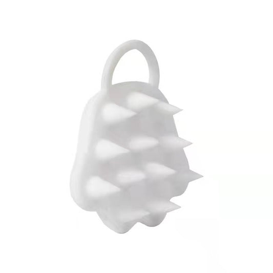 Perie pentru Masajul Scalpului si Aplicare Sampon, Stimularea Cresterii Parului si Exfoliere, Silicon si Plastic, Design Labuta de Pisica, 7x8 cm, Alb