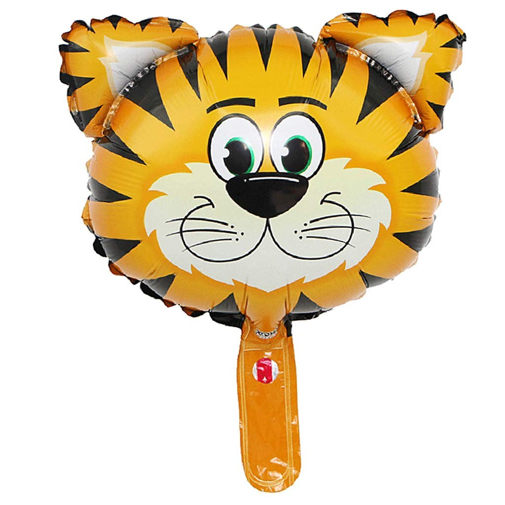 Balon din Folie Metalizata, Mini Figurina Animal Model Tigru, Tematica Party si Aniversare, Compatibil Aer sau Heliu, Include Pai Umflare, Multicolor, 38x31 cm