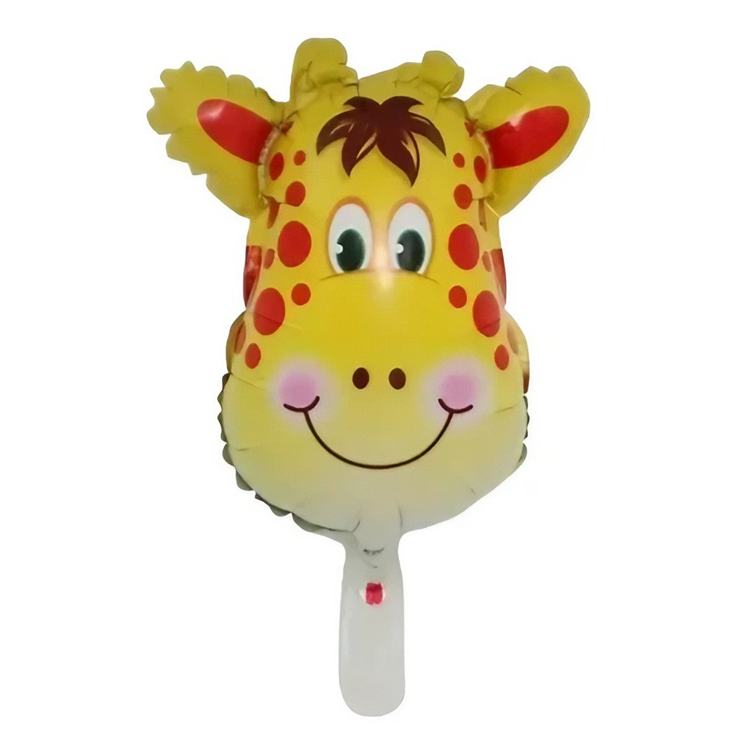 Balon din Folie Metalizata, Mini Figurina Animalute, Model Girafa, Tematica Aniversare Petrecere, Umflare Aer sau Heliu, include Pai, Multicolor, 32x45 cm