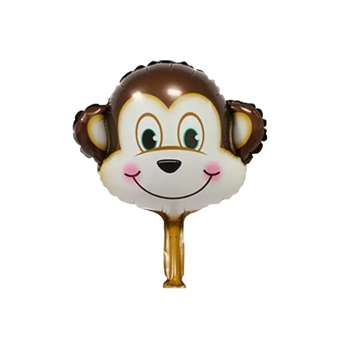 Balon din Folie Metalizata, Figurina Maimutica, Decoratiune Petrecere Aniversara, Mini Balon din Aluminiu, Umflare Aer sau Heliu, Include Pai, 42x42 cm, Multicolor