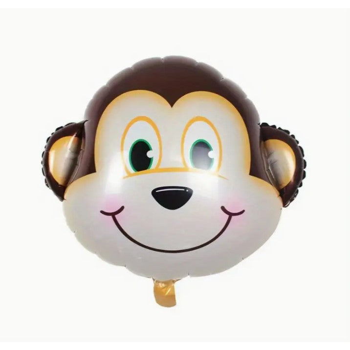 Balon din Folie Metalizata, Figurina Maimutica, Decoratiune Petrecere Aniversara, Mini Balon din Aluminiu, Umflare Aer sau Heliu, Include Pai, 42x42 cm, Multicolor