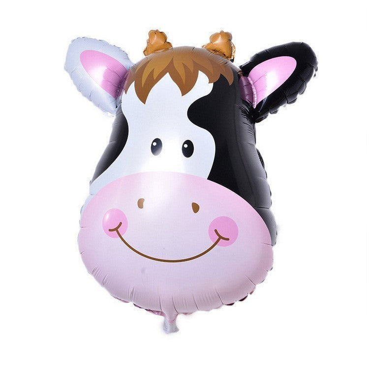Balon din Folie Metalizata, Figurina Animal Mini Model Vacuta, Decoratiune Tematica Aniversare, Umflare cu Aer sau Heliu, Pai Inclus, 45x40 cm, Multicolor