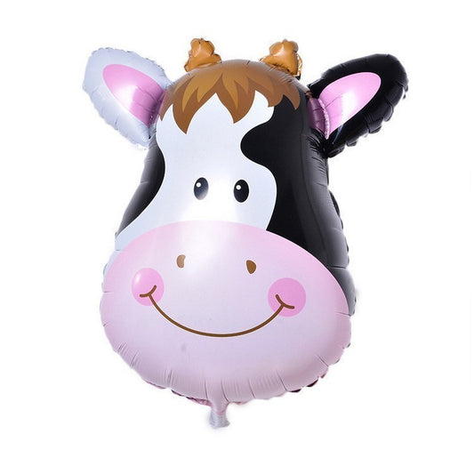 Balon din Folie Metalizata, Figurina Animal Mini Model Vacuta, Decoratiune Tematica Aniversare, Umflare cu Aer sau Heliu, Pai Inclus, 45x40 cm, Multicolor