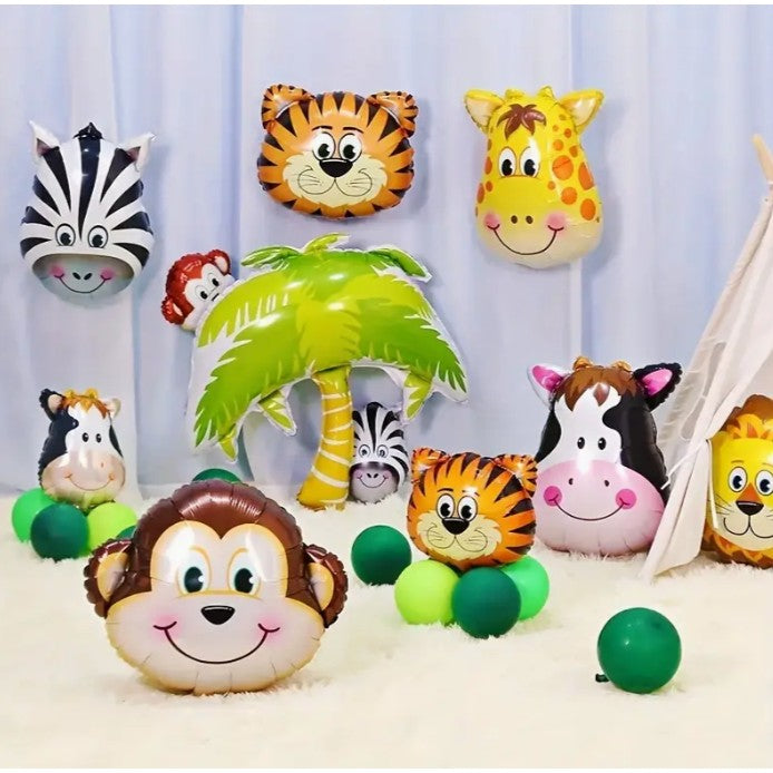 Balon Aniversar Mini Figurină Leu, Model Animalute pentru Petreceri, Folie Metalizată din Aluminiu, Set cu Pai Inclus, Umflare Aer sau Heliu, 34x43 cm, Multicolor