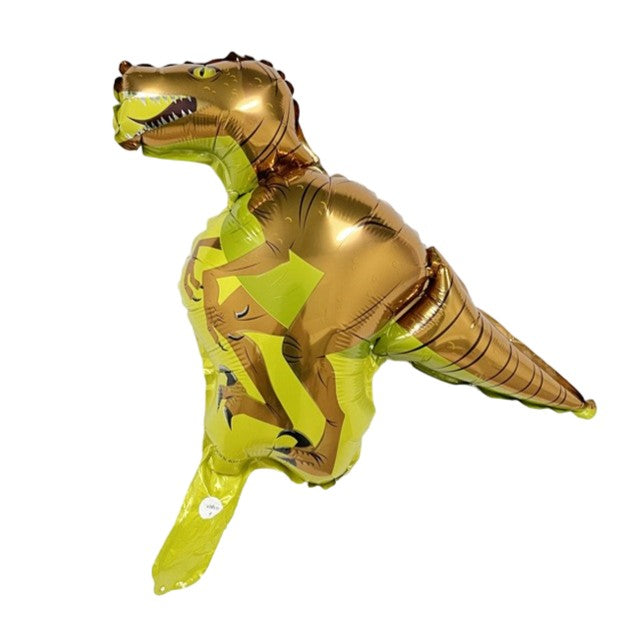 Balon din Folie Metalizata, Mini Figurina Dinozaur Velociraptor, Tematica Aniversare, Aluminiu, 48x43 cm, Multicolor, Umflare Aer sau Heliu, Pai Inclus