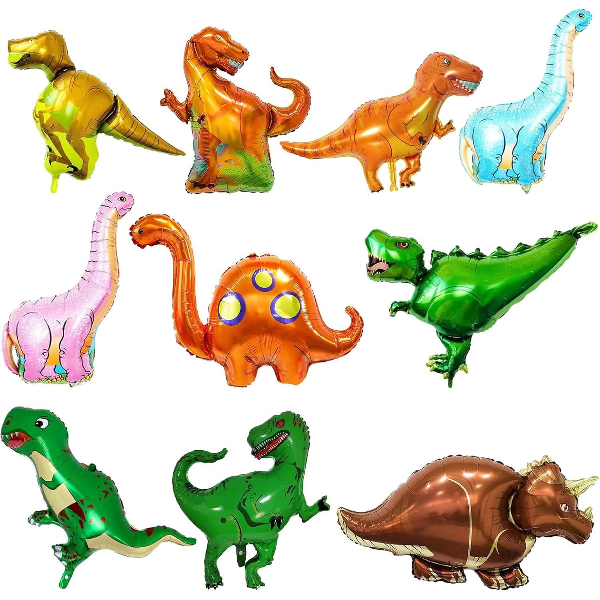 Balon din Folie Metalizata, Mini Figurina Dinozaur Velociraptor, Tematica Aniversare, Aluminiu, 48x43 cm, Multicolor, Umflare Aer sau Heliu, Pai Inclus