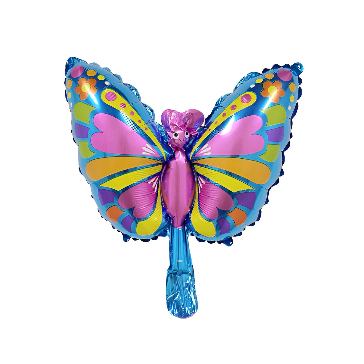 Balon Din Folie Metalizata, Model Fluturas Mini Figurina, Rezistent La Aer Si Heliu, Material Aluminiu, Cu Pai Inclus, 40x34 cm, Multicolor