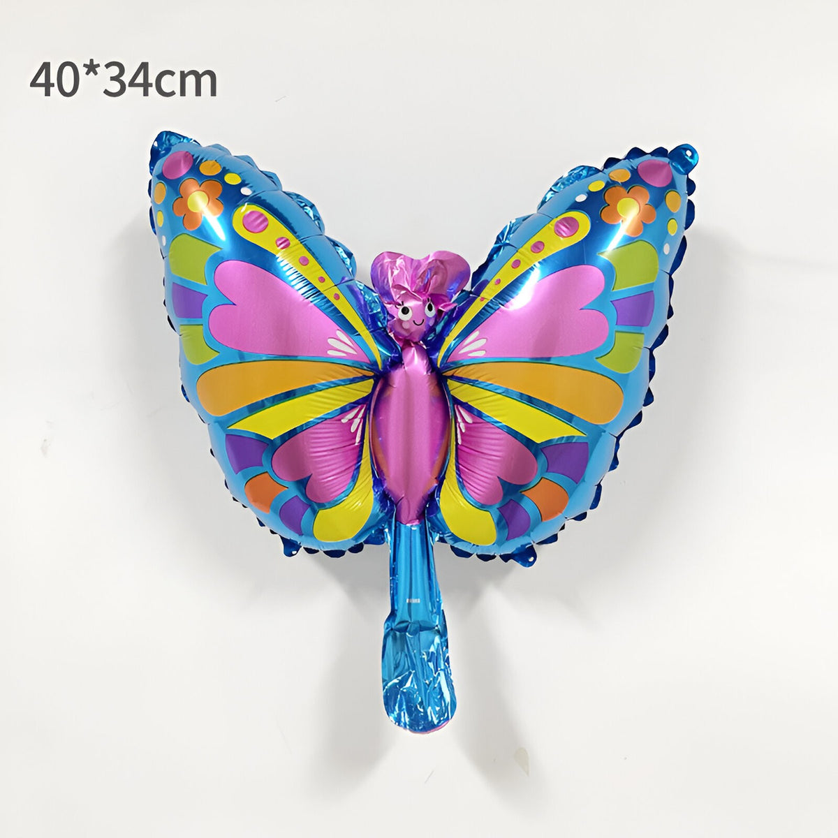 Balon Din Folie Metalizata, Model Fluturas Mini Figurina, Rezistent La Aer Si Heliu, Material Aluminiu, Cu Pai Inclus, 40x34 cm, Multicolor