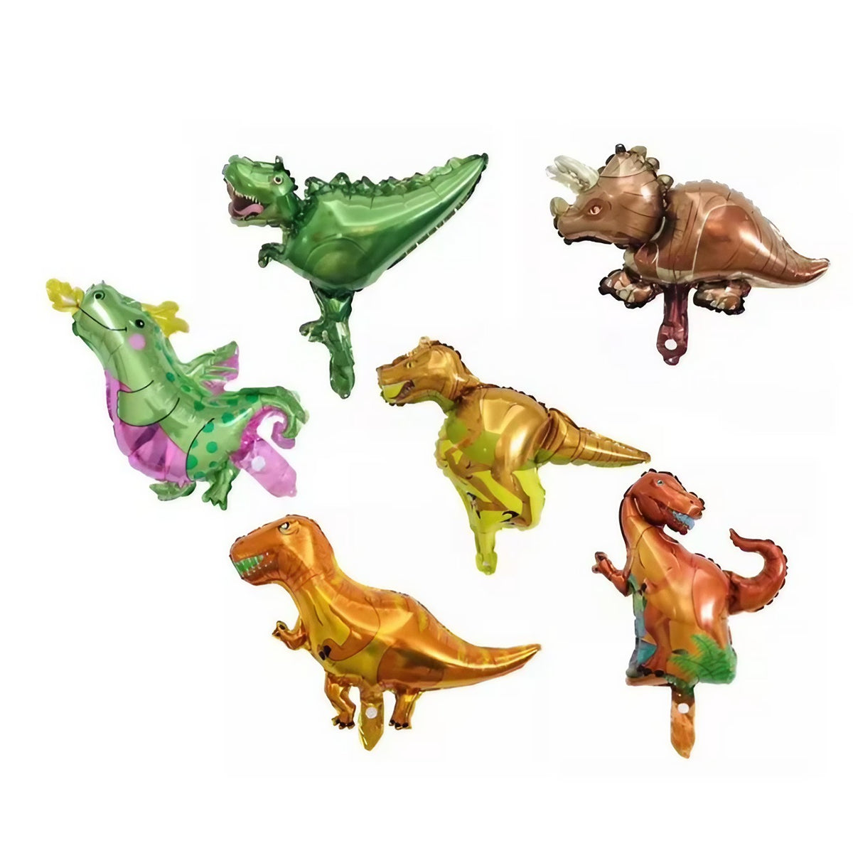 Balon din Folie Metalizata, Mini Figurina Dinozaur Triceratops, Decoratiuni Petrecere Aniversara, Umflare Aer sau Heliu, Include Pai, Multicolor, 47x32 cm