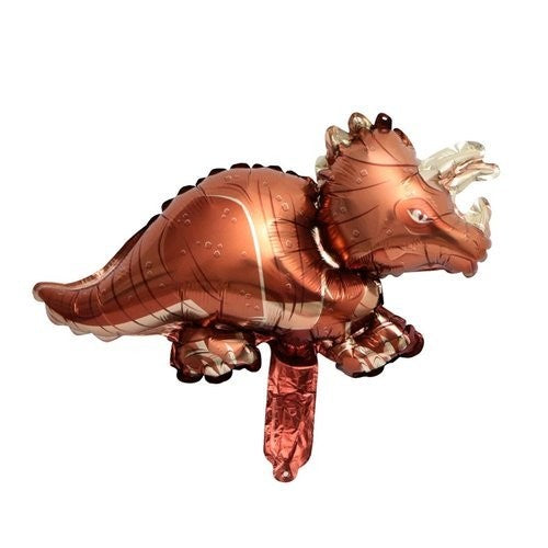 Balon din Folie Metalizata, Mini Figurina Dinozaur Triceratops, Decoratiuni Petrecere Aniversara, Umflare Aer sau Heliu, Include Pai, Multicolor, 47x32 cm