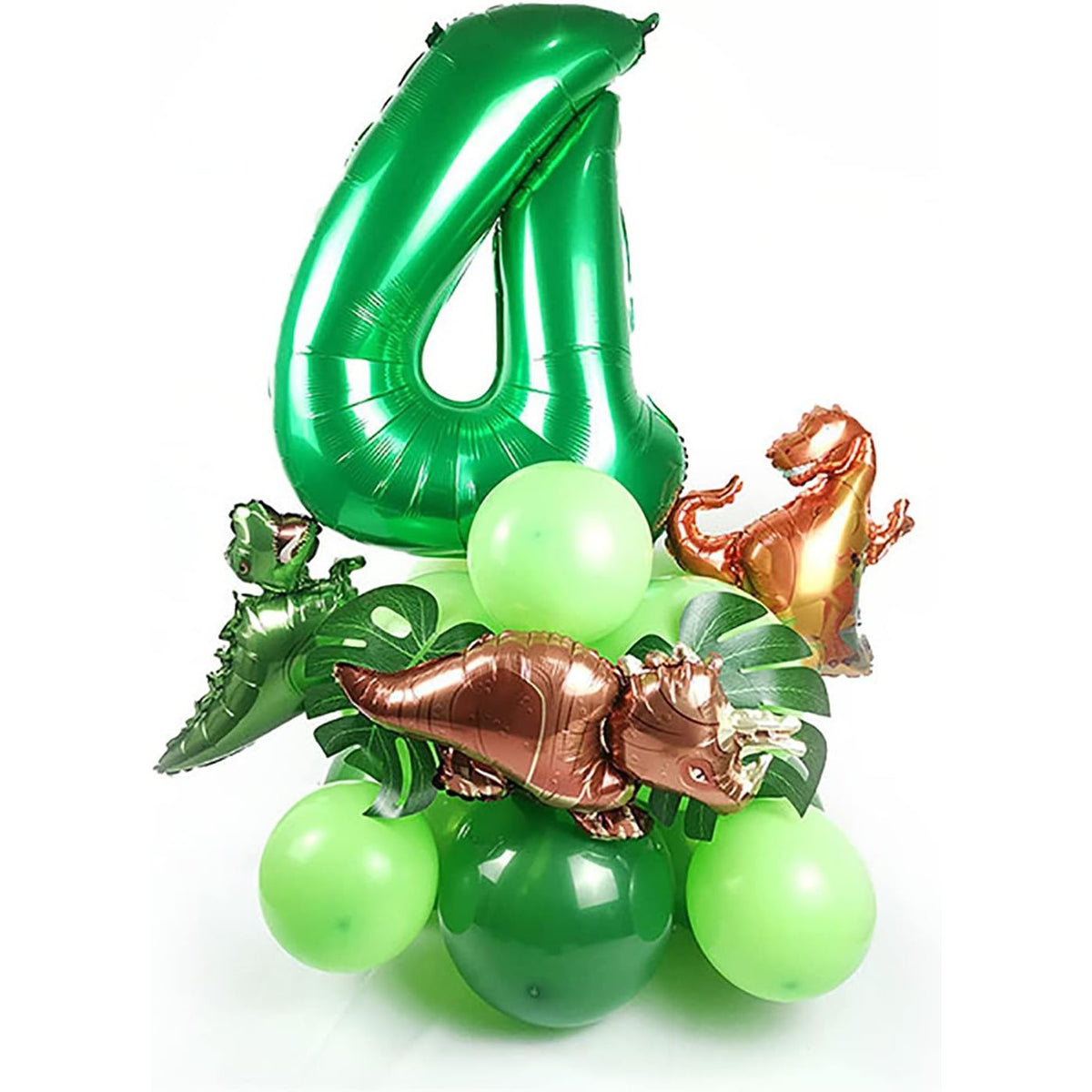 Balon din Folie Metalizata, Mini Figurina Dinozaur Model T-Rex, Tematica Aniversare, Umflare cu Aer sau Heliu, Include Pai, Multicolor, 48x34 cm
