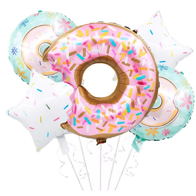Balon din Folie Metalizata, Figurina Model Gogoasa Muscata, Decoratiuni Petrecere Aniversare, Umflare Aer sau Heliu, Pai Inclus, 45x25 cm, Multicolor