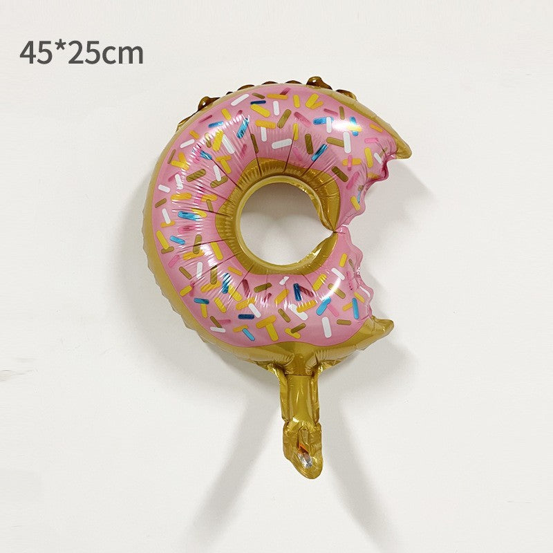 Balon din Folie Metalizata, Figurina Model Gogoasa Muscata, Decoratiuni Petrecere Aniversare, Umflare Aer sau Heliu, Pai Inclus, 45x25 cm, Multicolor