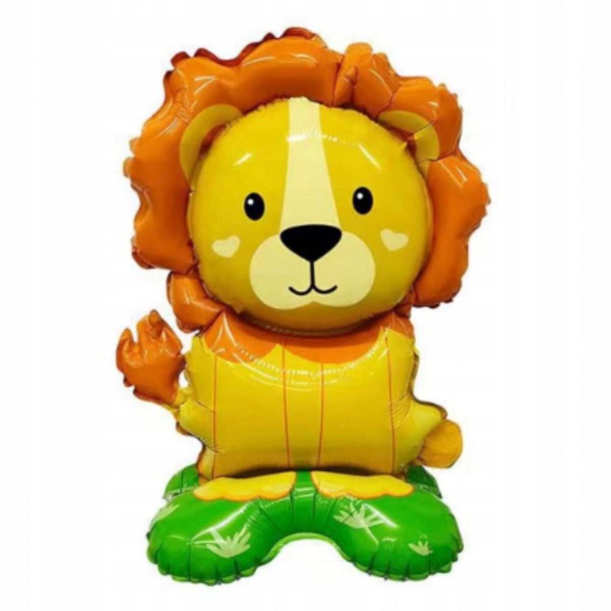 Balon din Folie Metalizata Leu, Mini Figurina Animalute pentru Petreceri Tematice, Umflare cu Aer sau Heliu, Include Pai, Multicolor, 39x58 cm