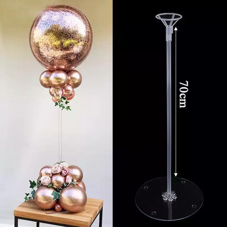 Suport de Masa pentru Baloane, Kit Decorativ Evenimente, Design Stabil cu Tije, Plastic, 70 cm, Transparent