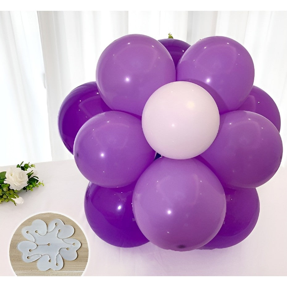 Suport Baloane Model Floare, Dispozitiv Organizare cu Doua Straturi, Plastic Rezistent, Capacitate 11 Baloane, 8x8 cm, Alb