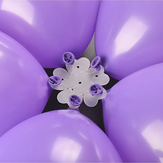 Suport Baloane Model Floare, Dispozitiv Organizare cu Doua Straturi, Plastic Rezistent, Capacitate 11 Baloane, 8x8 cm, Alb
