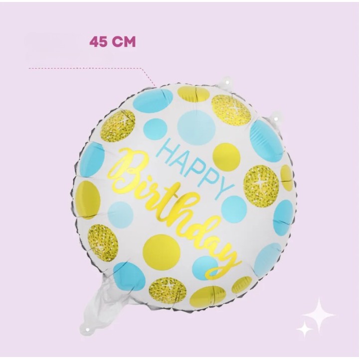 Balon Aniversar din Folie Metalizata, Model Cifra 5 cu Mesaj Happy Birthday, Figurina Decorativa Petrecere, Umflare Aer sau Heliu, 45 cm, Multicolor