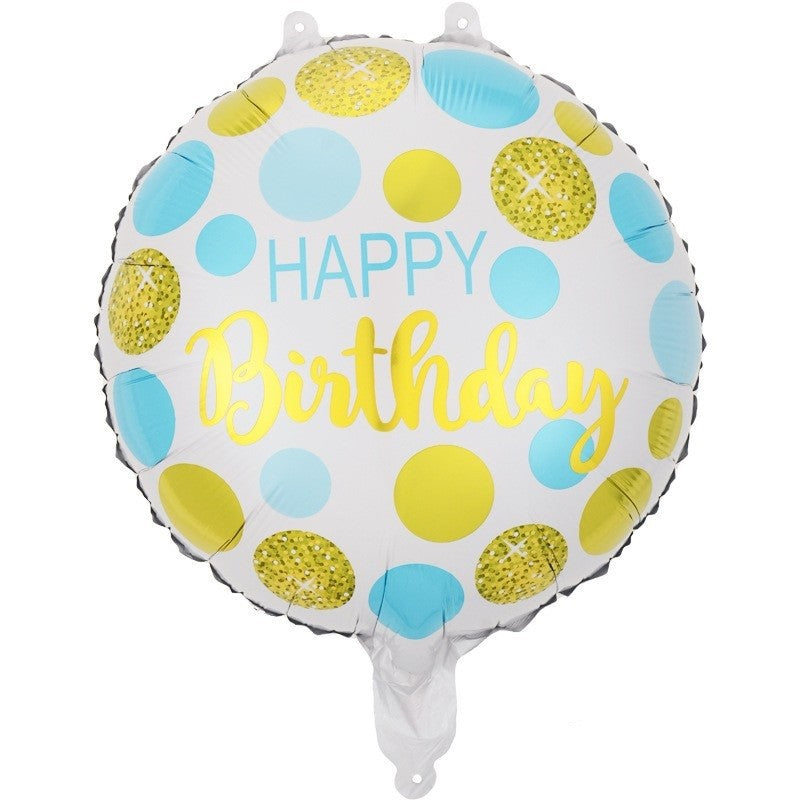 Balon Aniversar din Folie Metalizata, Model Cifra 5 cu Mesaj Happy Birthday, Figurina Decorativa Petrecere, Umflare Aer sau Heliu, 45 cm, Multicolor