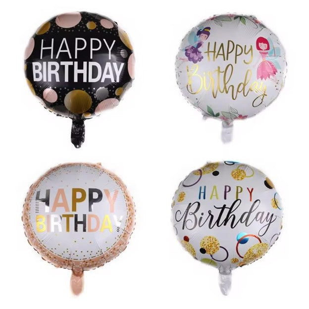 Balon Aniversar din Folie Metalizata, Model Cifra 6, Imprimeu Happy Birthday, Potrivit pentru Aer sau Heliu, include Pai Umflare, Multicolor, 45 cm