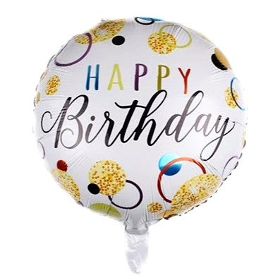 Balon Aniversar din Folie Metalizata, Model Cifra 6, Imprimeu Happy Birthday, Potrivit pentru Aer sau Heliu, include Pai Umflare, Multicolor, 45 cm