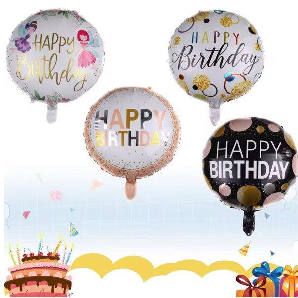 Balon Aniversar din Folie Metalizata, Model Cifra 6, Imprimeu Happy Birthday, Potrivit pentru Aer sau Heliu, include Pai Umflare, Multicolor, 45 cm