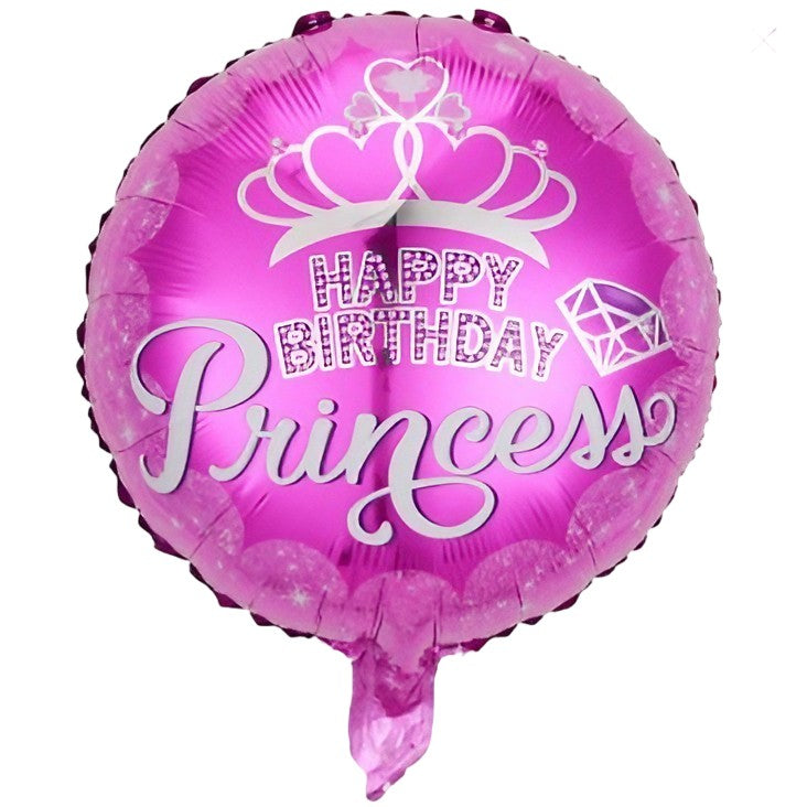 Balon Aniversar din Folie Metalizata, Model Princess Happy Birthday, Tematica Figurina Printesa, Compatibil Aer sau Heliu, Include Pai Umflare, 45 cm, Multicolor