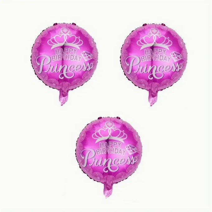 Balon Aniversar din Folie Metalizata, Model Princess Happy Birthday, Tematica Figurina Printesa, Compatibil Aer sau Heliu, Include Pai Umflare, 45 cm, Multicolor