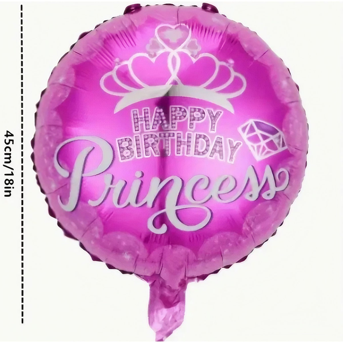 Balon Aniversar din Folie Metalizata, Model Princess Happy Birthday, Tematica Figurina Printesa, Compatibil Aer sau Heliu, Include Pai Umflare, 45 cm, Multicolor