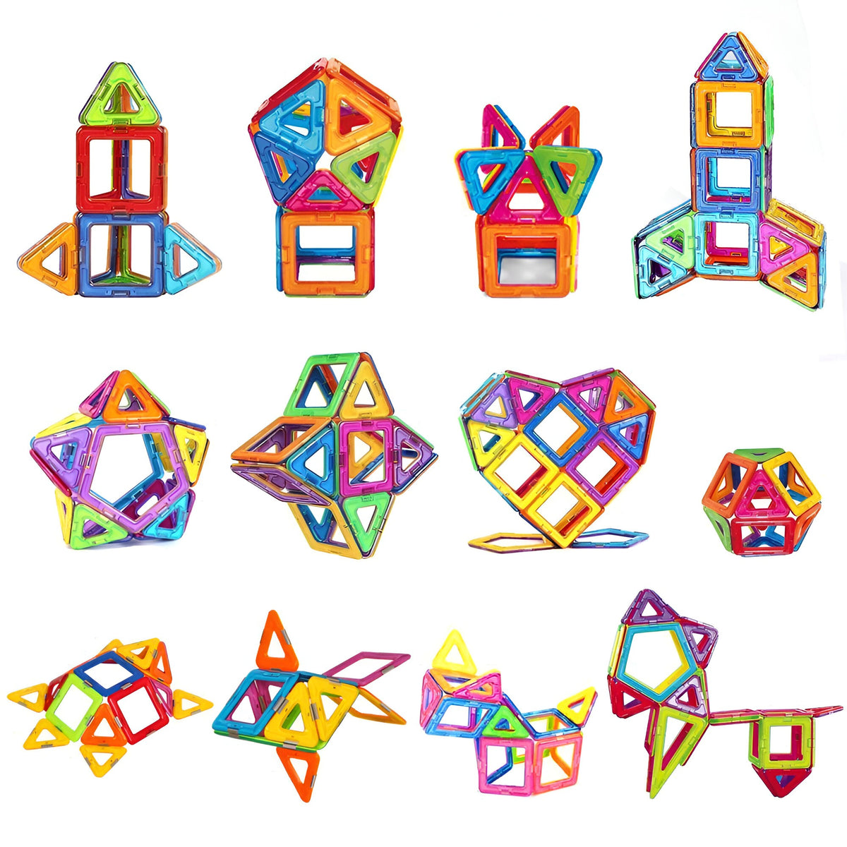 Set de Constructie Magnetic pentru Copii, Joc Educativ cu Forme Geometrice 3D, Material ABS Non-Toxic, 148 Piese, Varsta 3 Ani+, Multicolor, 25 x 17.8 x 10 cm