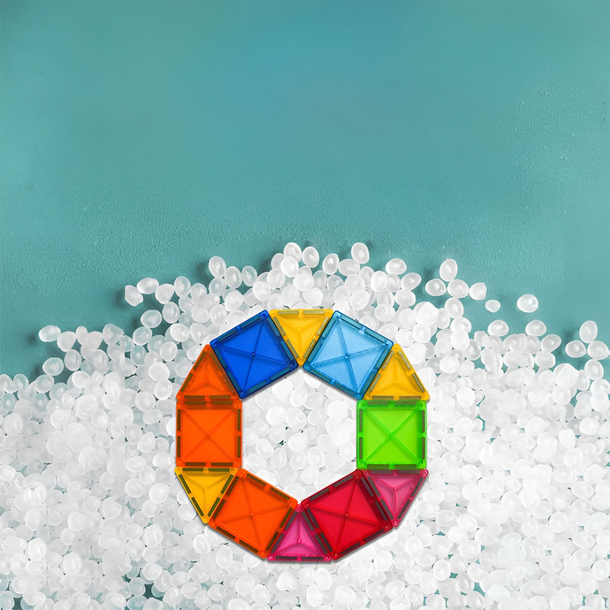 Set de Constructie Magnetic, Joc Educational Magnetic Tiles si Puzzle 3D, Forme Geometrice pentru Stimularea Creativitatii, Material ABS Non-Toxic, 32 Piese, 5.5 cm, Multicolor