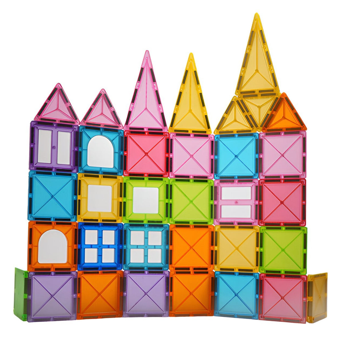 Set de Constructie Magnetic, Joc Educational Magnetic Tiles si Puzzle 3D, Forme Geometrice pentru Stimularea Creativitatii, Material ABS Non-Toxic, 32 Piese, 5.5 cm, Multicolor