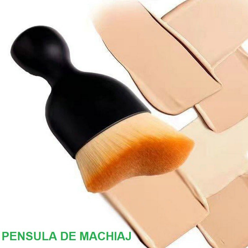 Pensula Multifunctionala pentru Machiaj si Curatare Auto, Perii Moi Sintetici si Capac Protectie, Maner PP, Negru