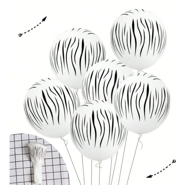 Set 10 Baloane Latex Party Animal Print, Mix Culori Portocaliu Galben si Alb, Diametru 23 cm, Greutate 1.4 g