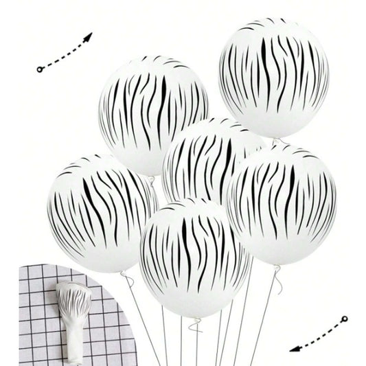 Set 10 Baloane Latex Party Animal Print, Mix Culori Portocaliu Galben si Alb, Diametru 23 cm, Greutate 1.4 g