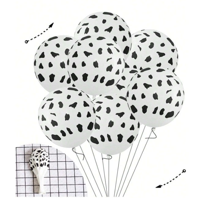 Set 10 Baloane Latex Party Animal Print, Mix Culori Portocaliu Galben si Alb, Diametru 23 cm, Greutate 1.4 g