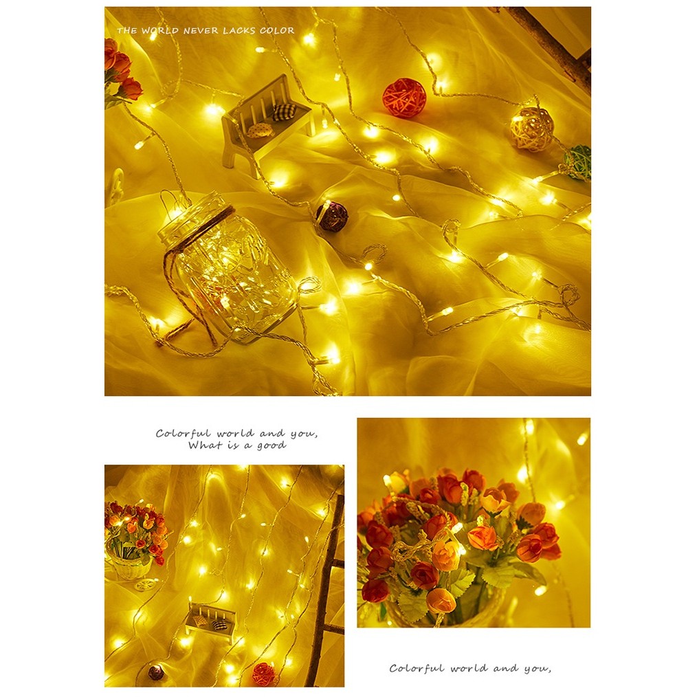 Instalatie de Craciun Tip Perdea, 200 LED-uri cu Telecomanda si Senzor Muzical, Alimentare Baterii, 8 Moduri Iluminare, Fir Transparent, 2 x 2 m, Alb Cald